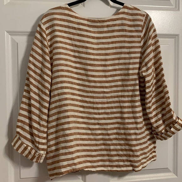 Rachel Zoe 100% linen striped button up blouse - Picture 7 of 7